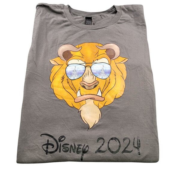 Disney 2024 Gildan Softstyle 3XL Mens T-Shirt Beast Graphic Grey Cotton Casual - Picture 1 of 4